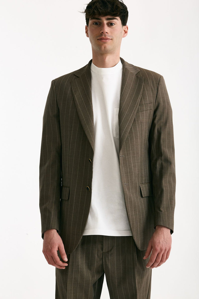 Giacca in lana ferma marrone gessato men Marsēm - 5