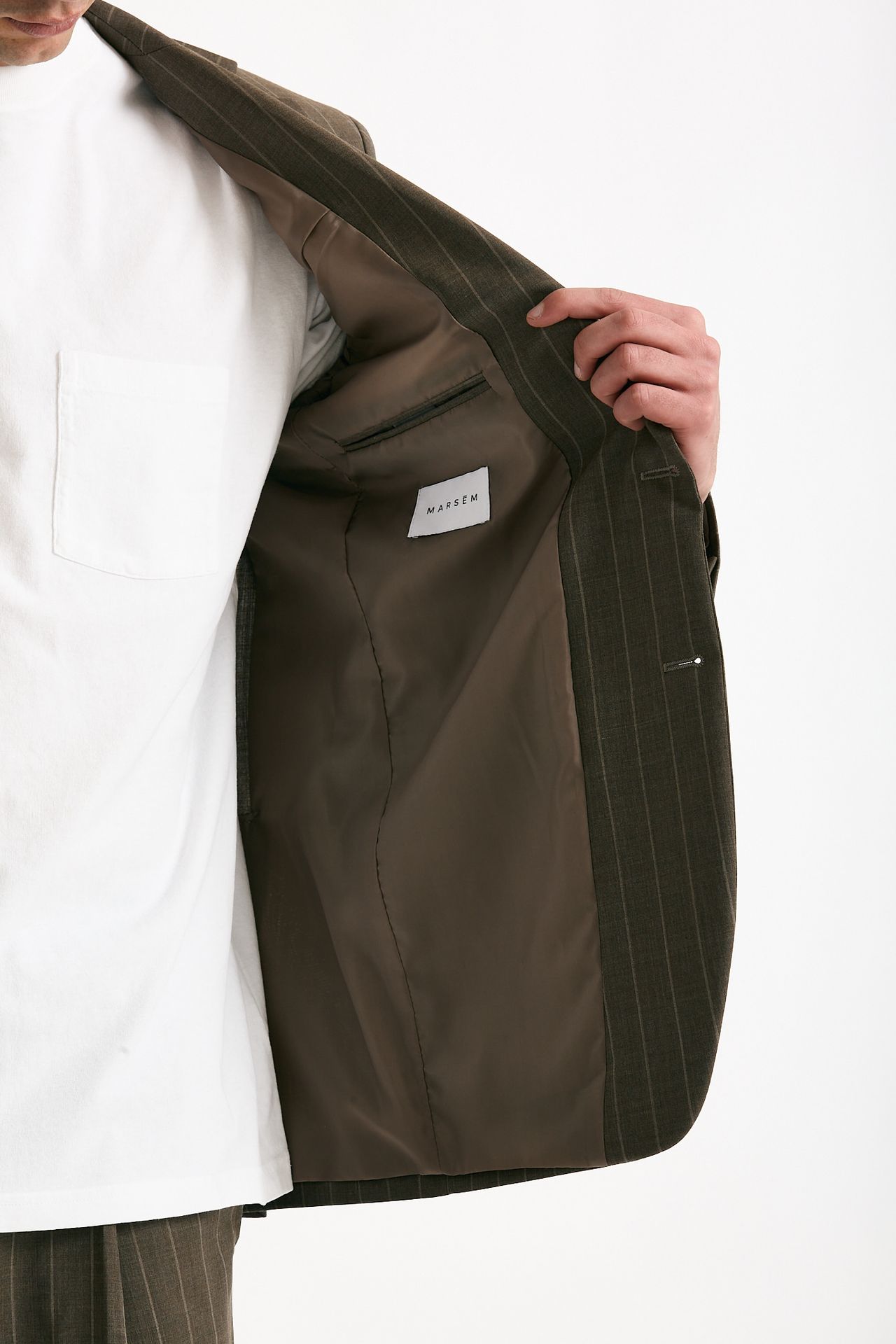 Giacca in lana ferma marrone gessato men Marsēm - 6