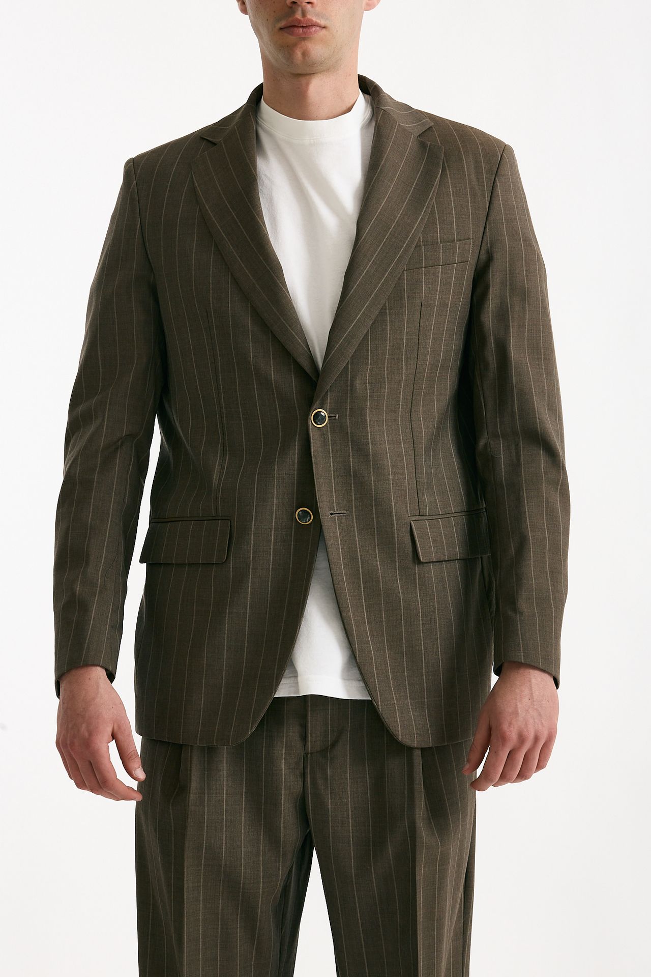 Giacca in lana ferma marrone gessato men Marsēm - 9