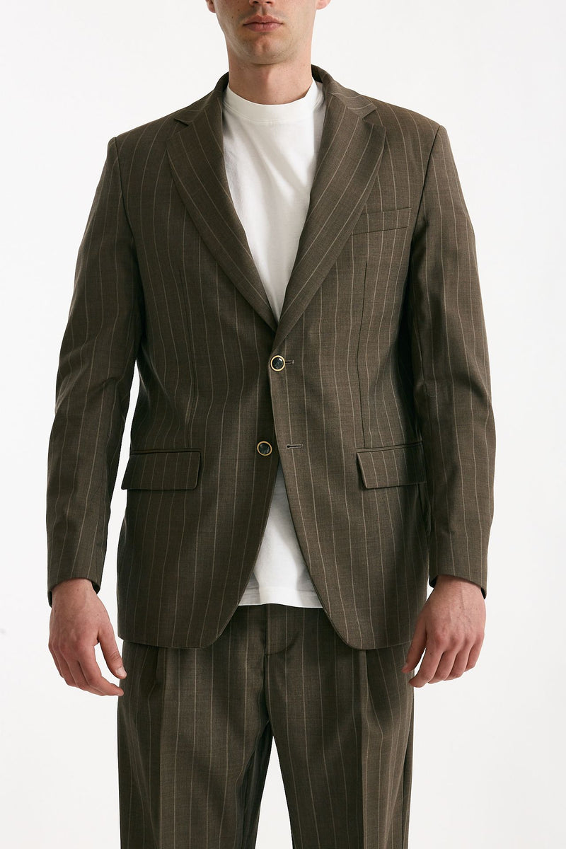 Giacca in lana ferma marrone gessato men Marsēm - 9