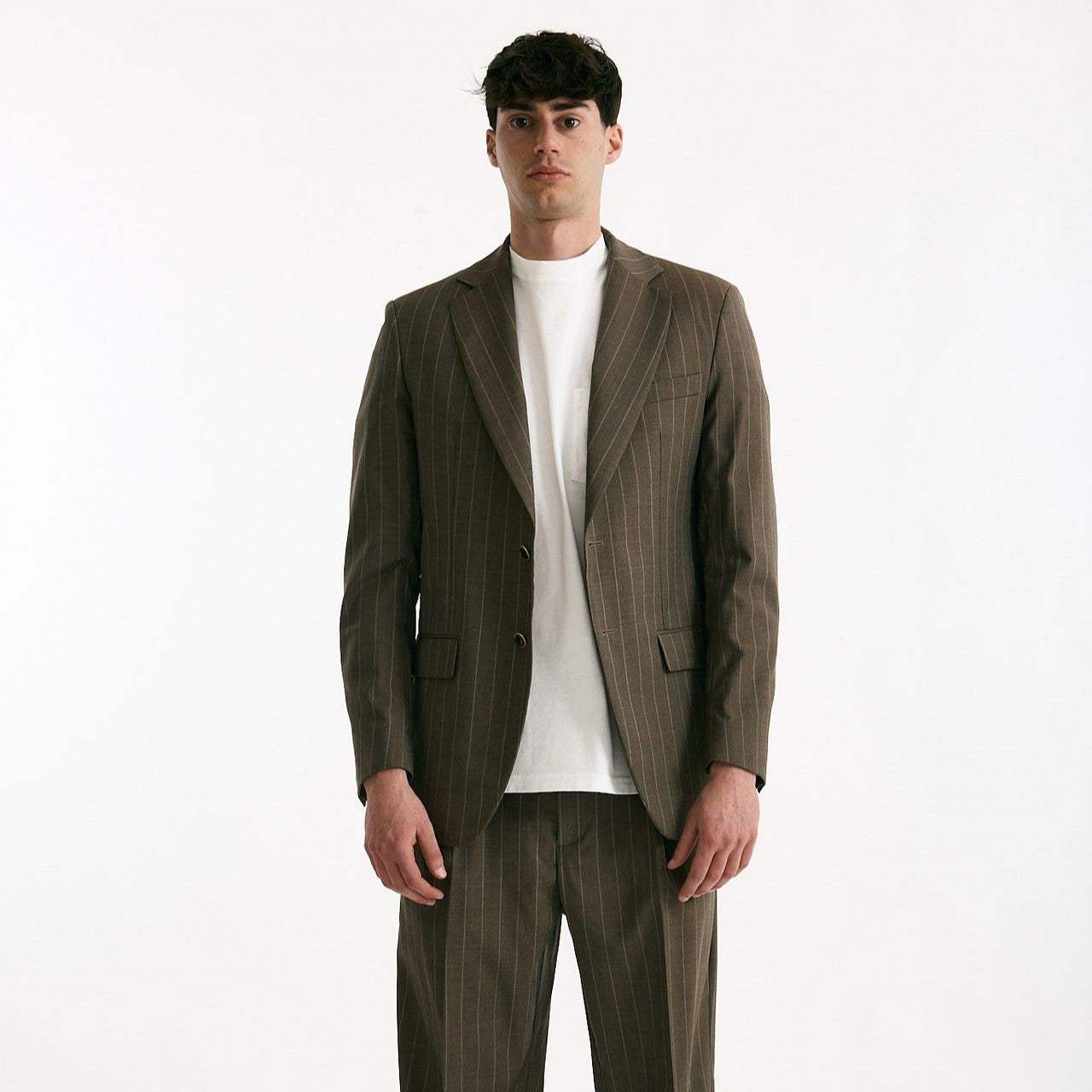 Giacca in lana ferma marrone gessato men Marsēm - 10