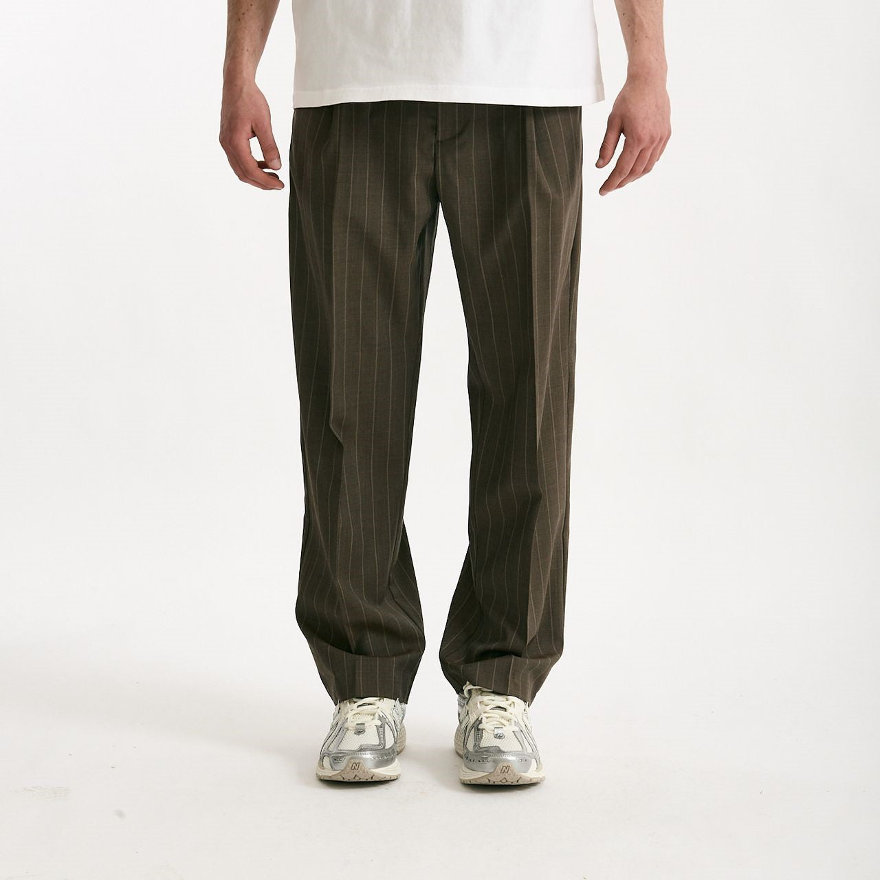 Pantalone lana ferma marrone gessato men Marsēm - 8