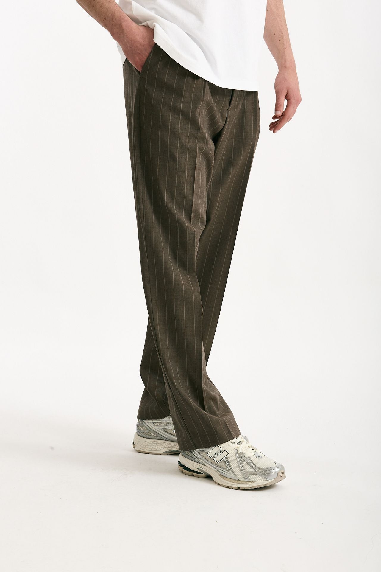 Pantalone lana ferma marrone gessato men Marsēm - 3