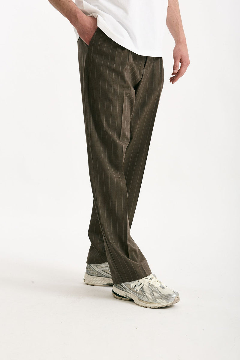 Pantalone lana ferma marrone gessato men Marsēm - 3