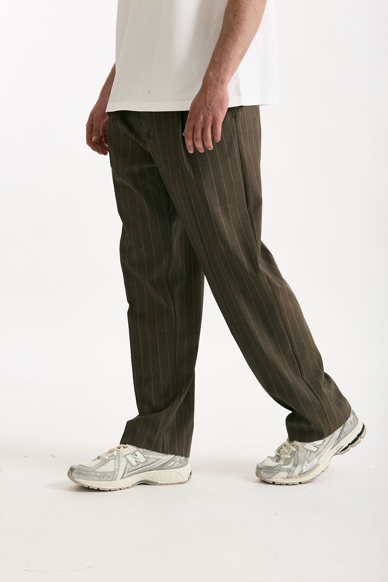 Pantalone lana ferma marrone gessato men Marsēm - 1