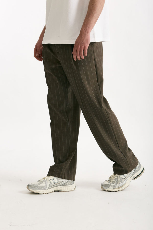 Pantalone lana ferma marrone gessato men Marsēm