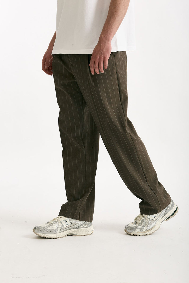 Pantalone lana ferma marrone gessato men Marsēm - 1