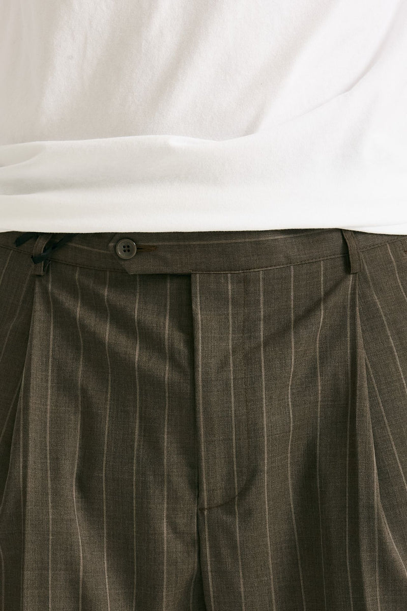 Pantalone lana ferma marrone gessato men Marsēm - 5