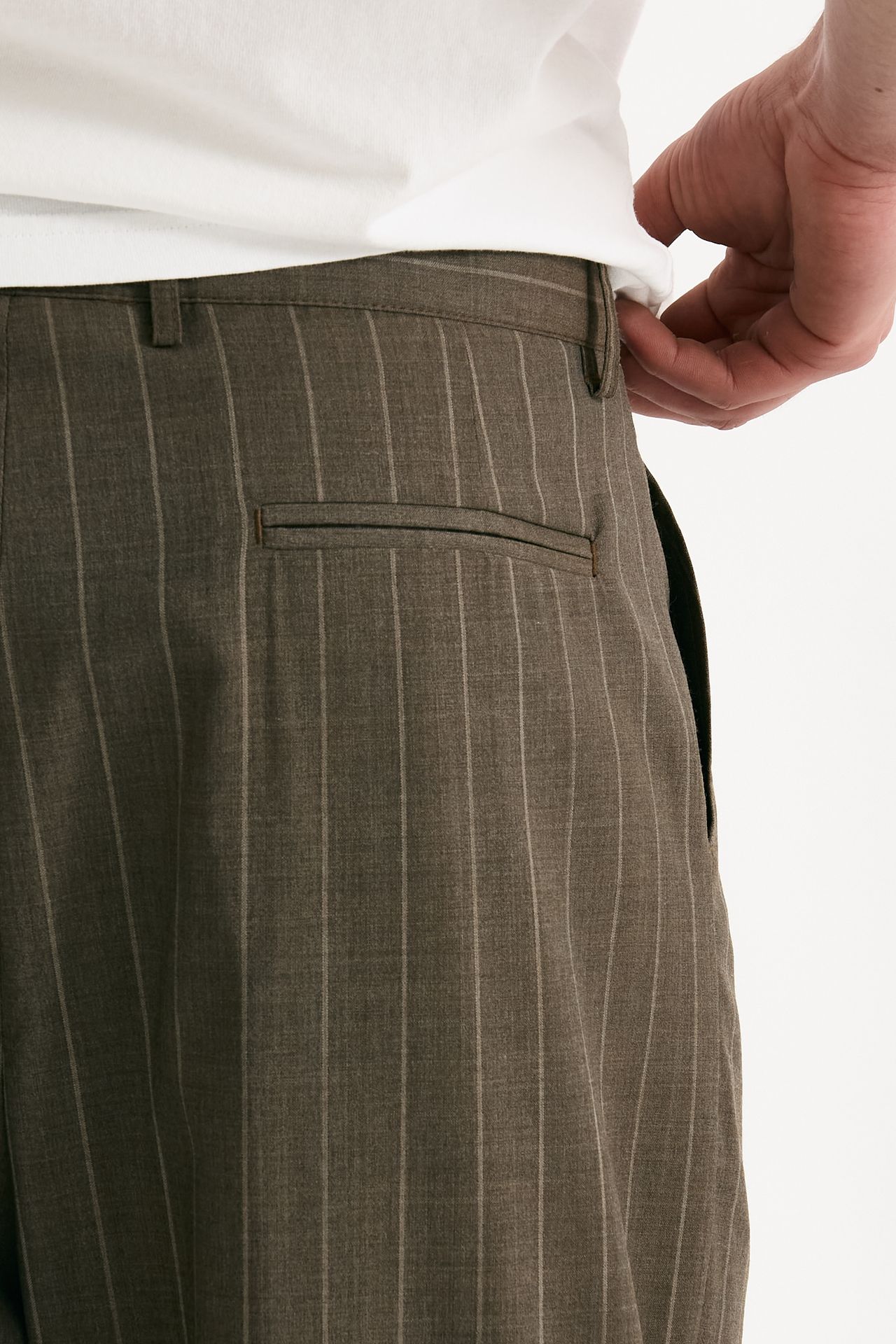 Pantalone lana ferma marrone gessato men Marsēm - 7