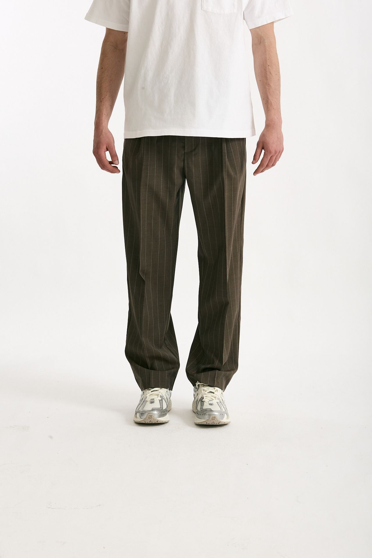 Pantalone lana ferma marrone gessato men Marsēm - 2