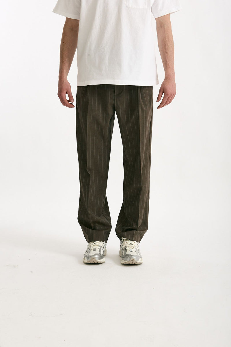 Pantalone lana ferma marrone gessato men Marsēm - 2