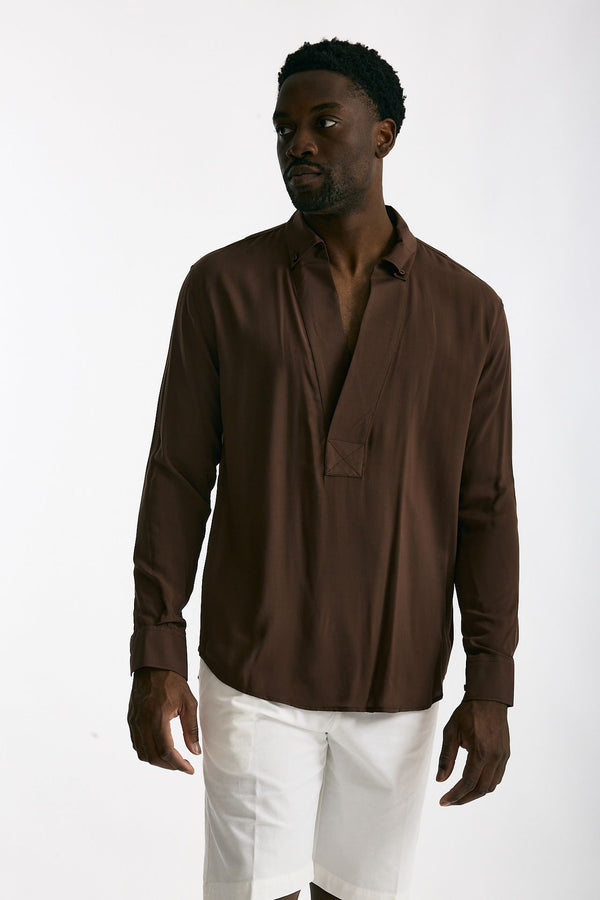 Camicia in viscosa marrone men Marsēm