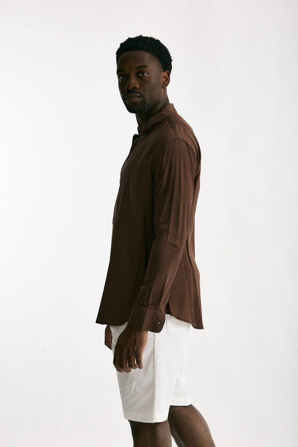 Camicia in viscosa marrone men Marsēm