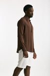Camicia in viscosa marrone men Marsēm - 4