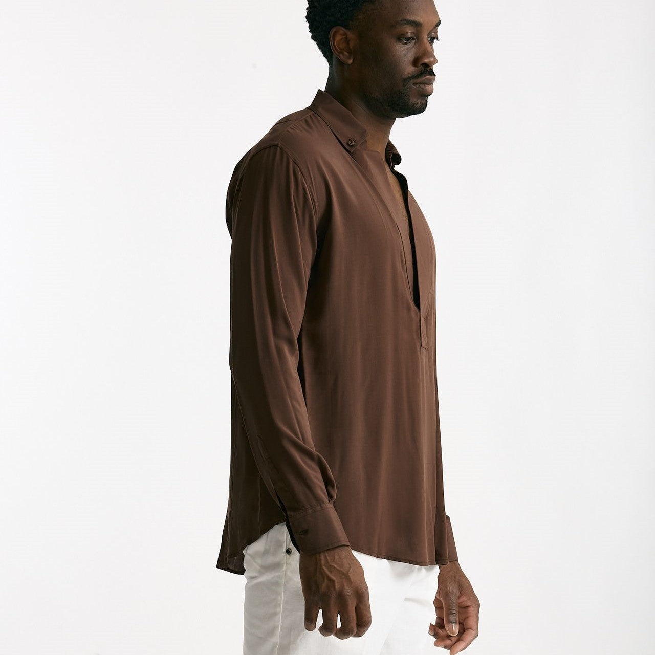 Camicia in viscosa marrone men Marsēm - 6
