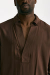 Camicia in viscosa marrone men Marsēm - 5