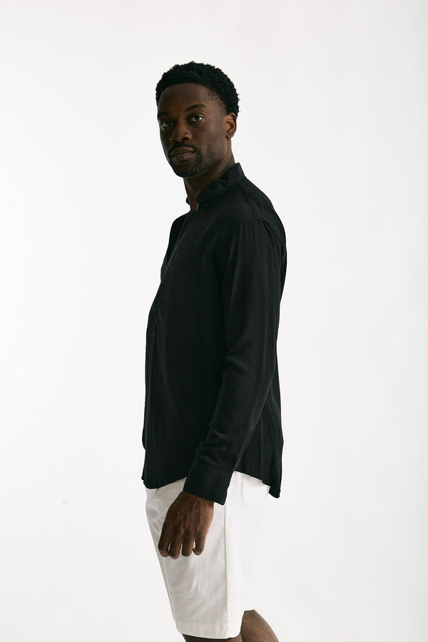 Camicia in viscosa nero men Marsēm