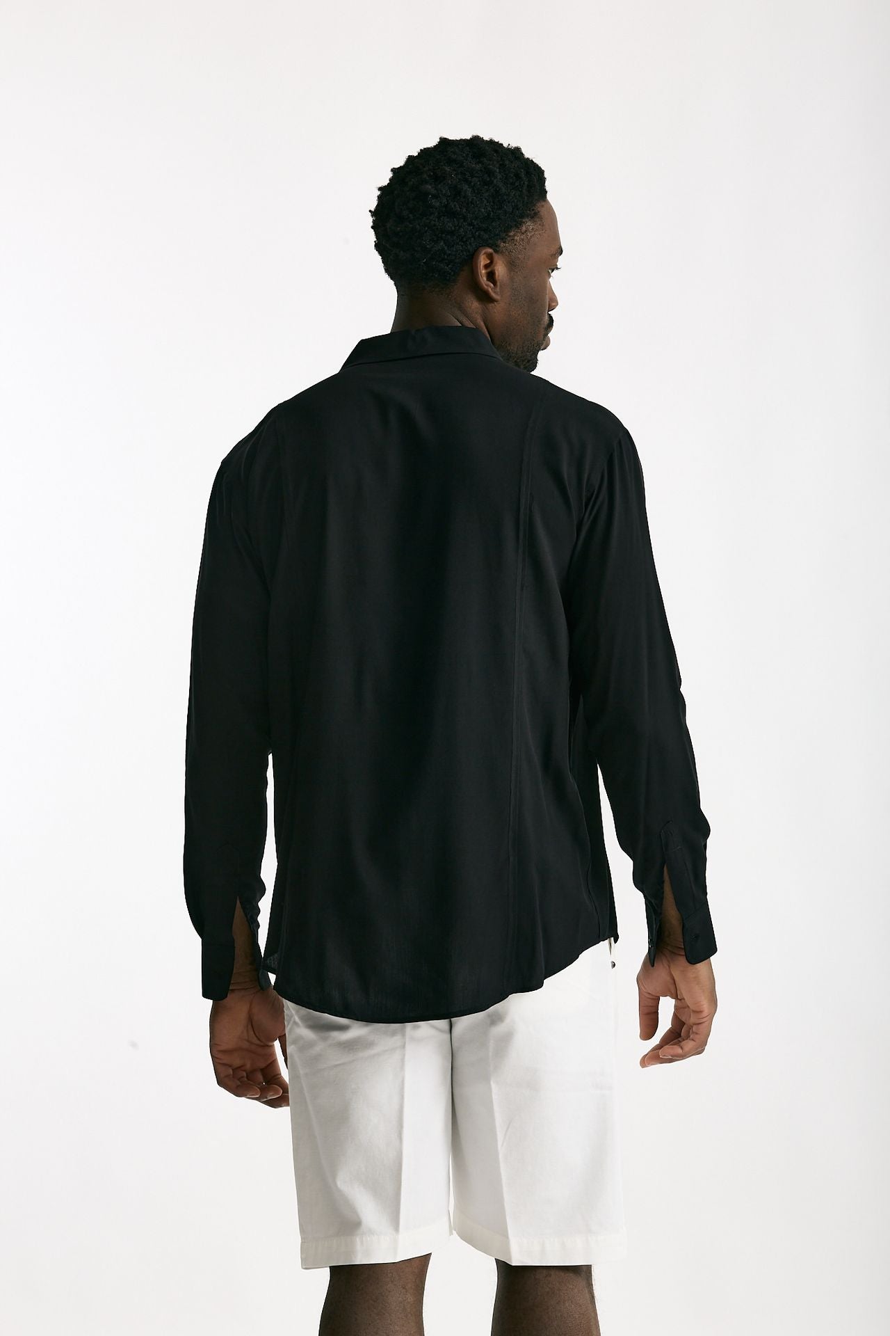 Camicia in viscosa nero men Marsēm - 3