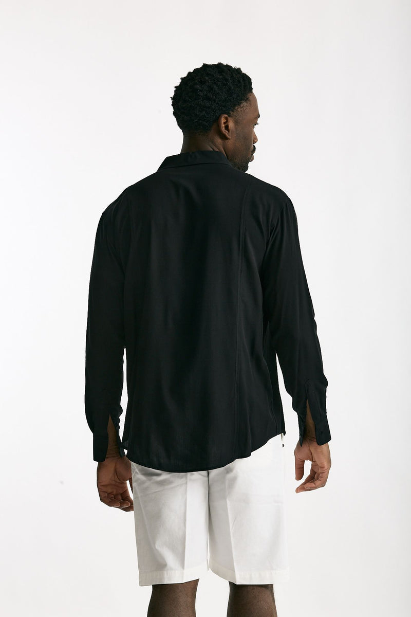 Camicia in viscosa nero men Marsēm - 3