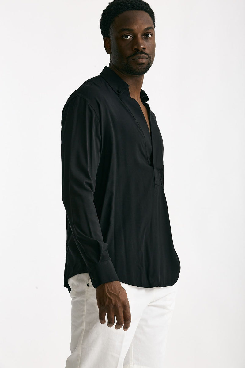 Camicia in viscosa nero men Marsēm - 4