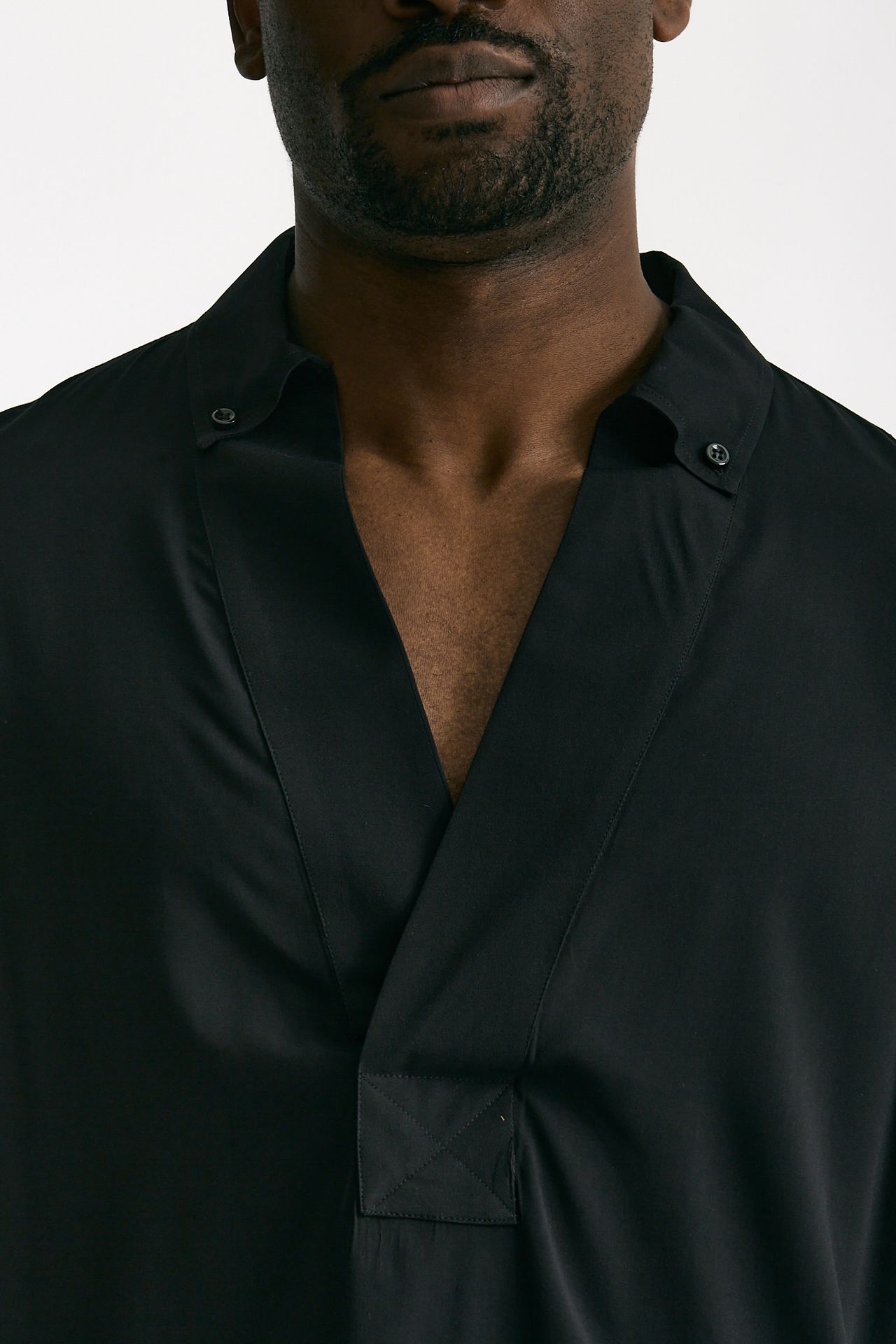 Camicia in viscosa nero men Marsēm - 5