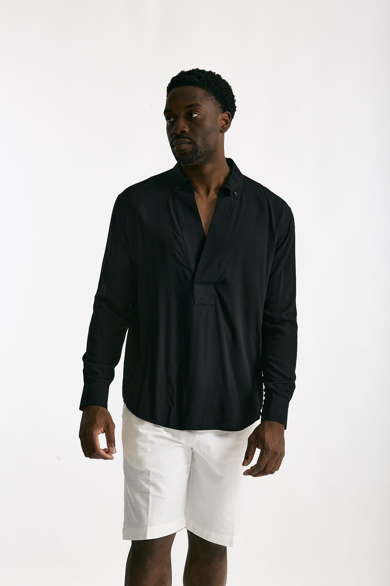 Camicia in viscosa nero men Marsēm - 1