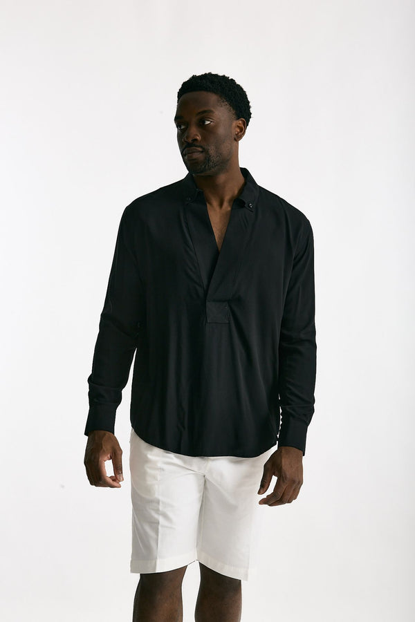 Camicia in viscosa nero men Marsēm