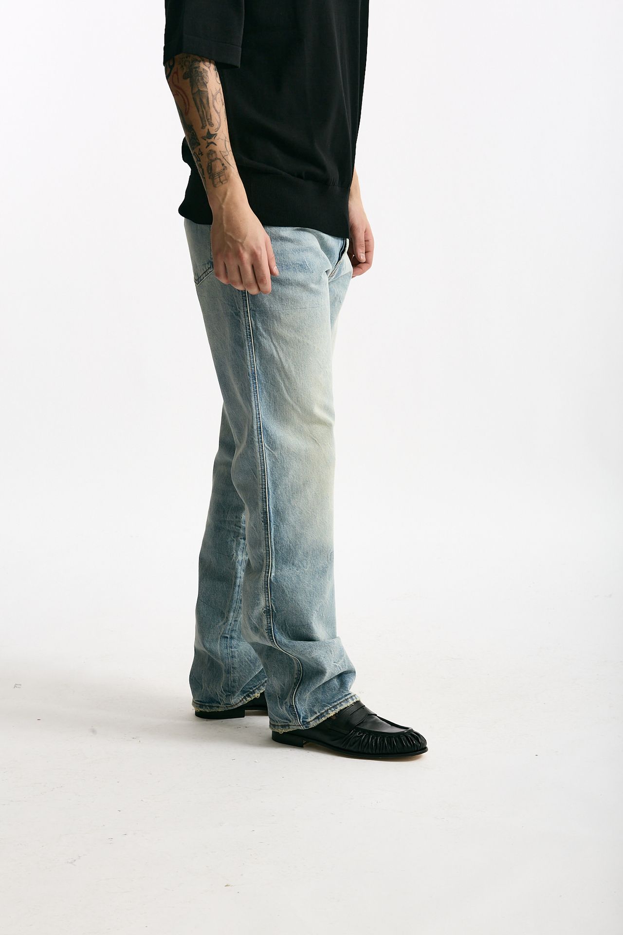 Jeans in cotone fermo lavaggio chiaro men Numeri - 3