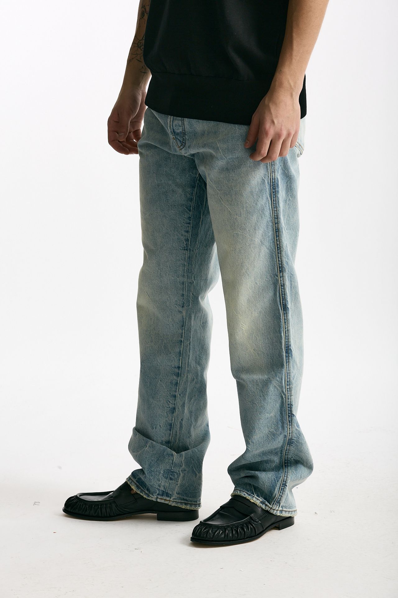 Jeans in cotone fermo lavaggio chiaro men Numeri - 1