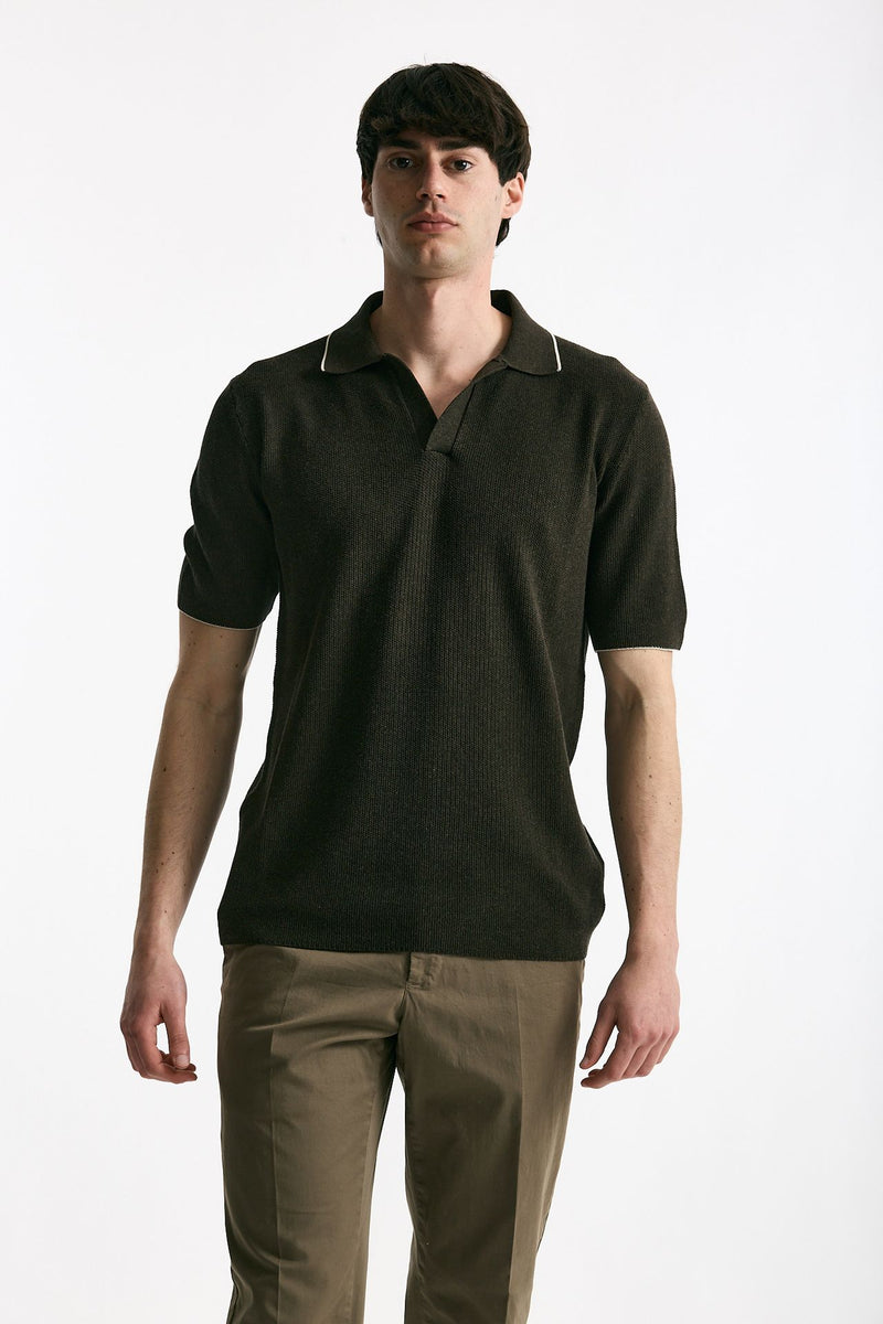 Polo in cotone marrone men Mauro ottaviani - 2