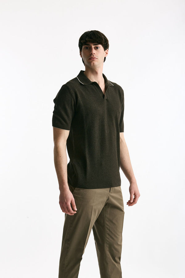 Polo in cotone marrone men Mauro ottaviani