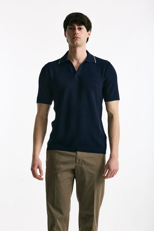 Polo in cotone blu men Mauro ottaviani