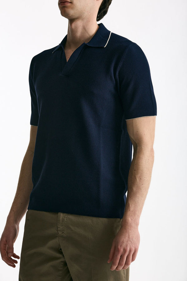 Polo in cotone blu men Mauro ottaviani