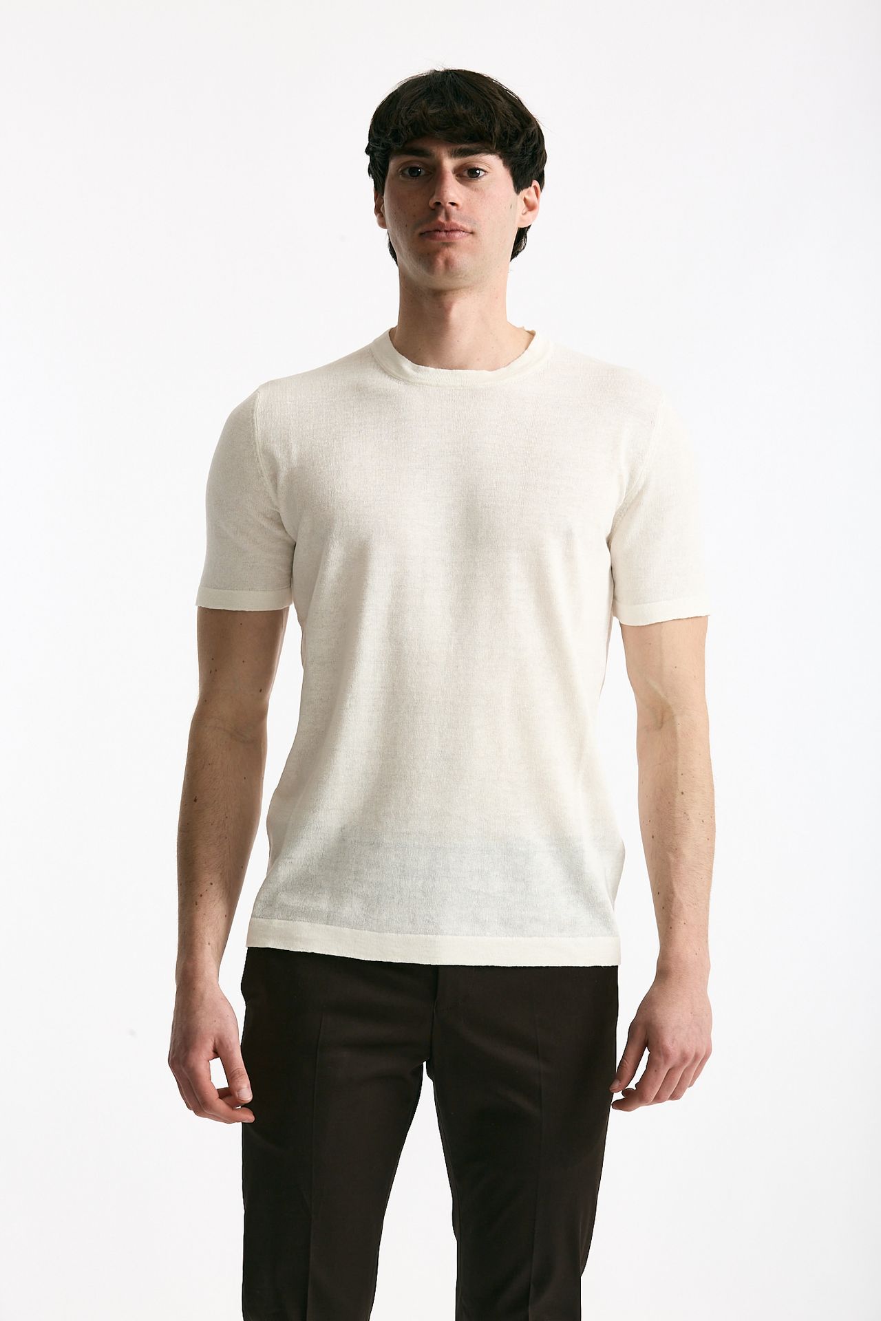 T-shirt in lino e cotone bianco men Mauro ottaviani - 1
