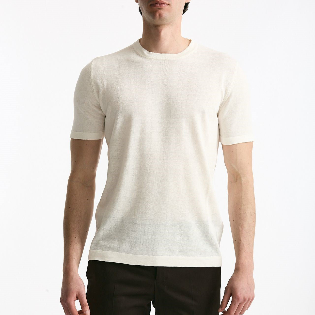 T-shirt in lino e cotone bianco men Mauro ottaviani - 6