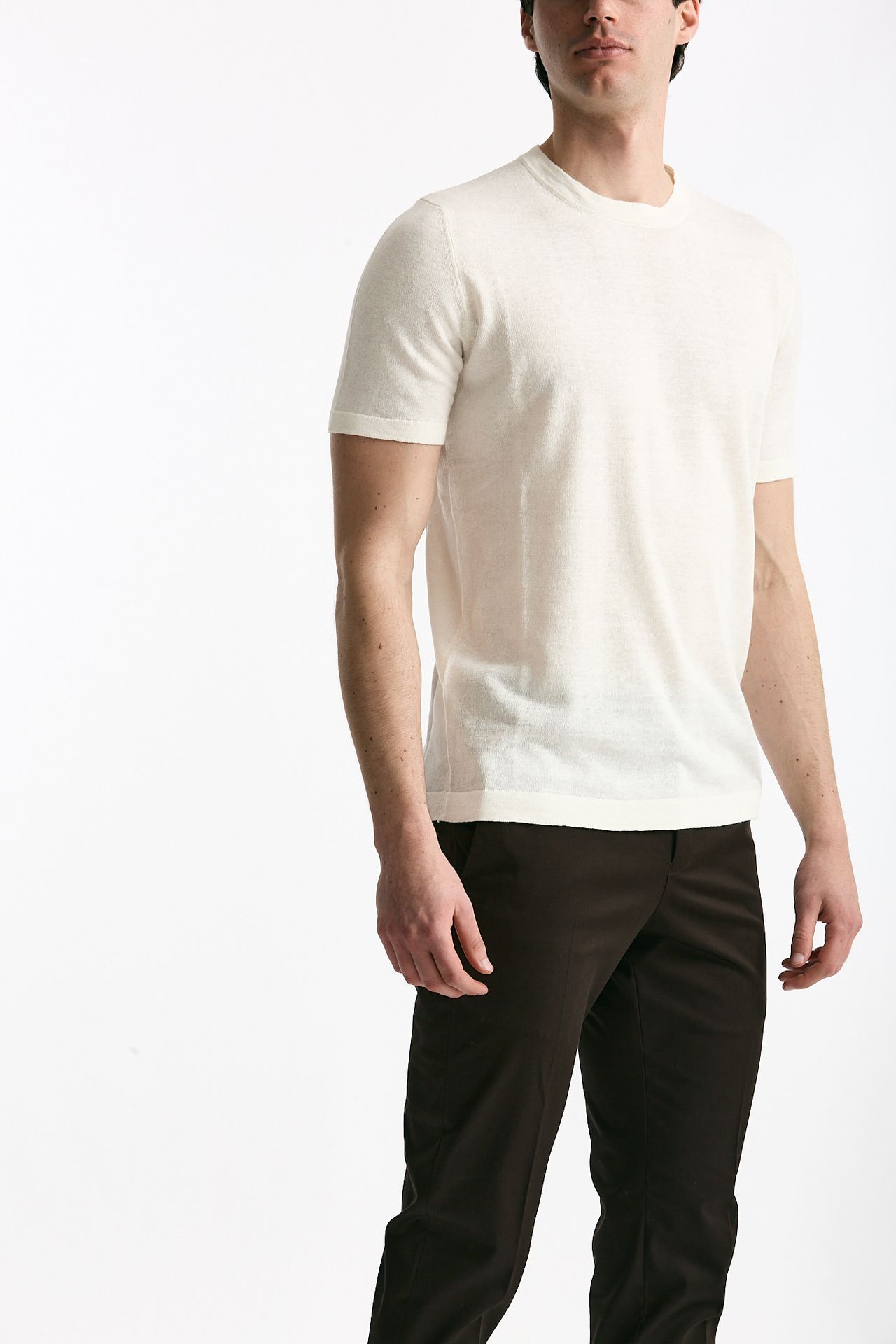 T-shirt in lino e cotone bianco men Mauro ottaviani - 2
