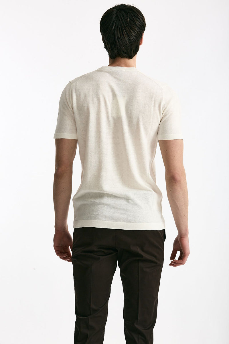 T-shirt in lino e cotone bianco men Mauro ottaviani - 3