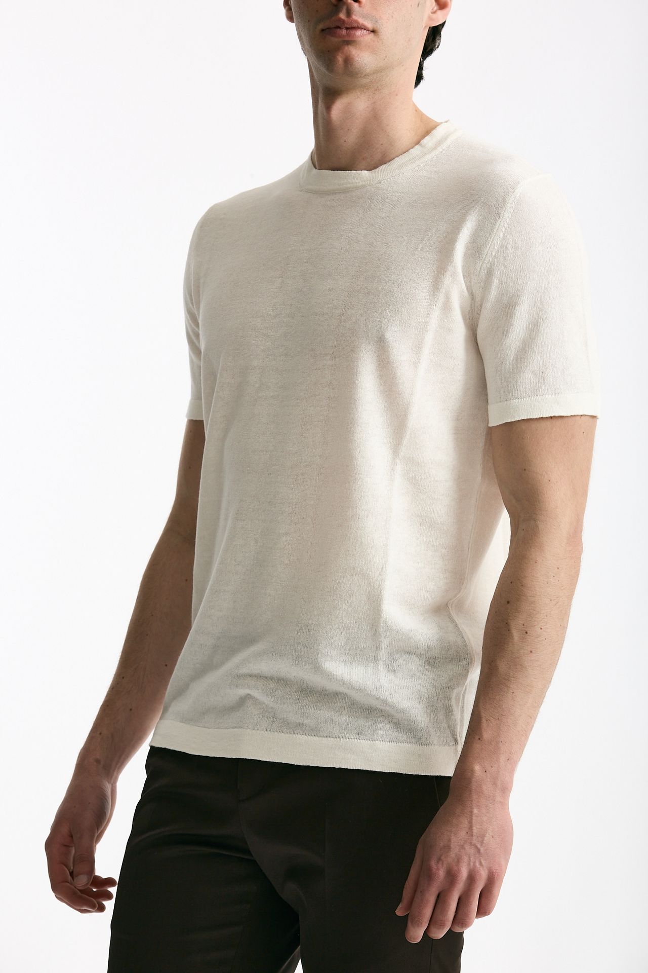 T-shirt in lino e cotone bianco men Mauro ottaviani - 4