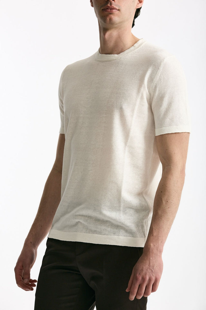 T-shirt in lino e cotone bianco men Mauro ottaviani - 4