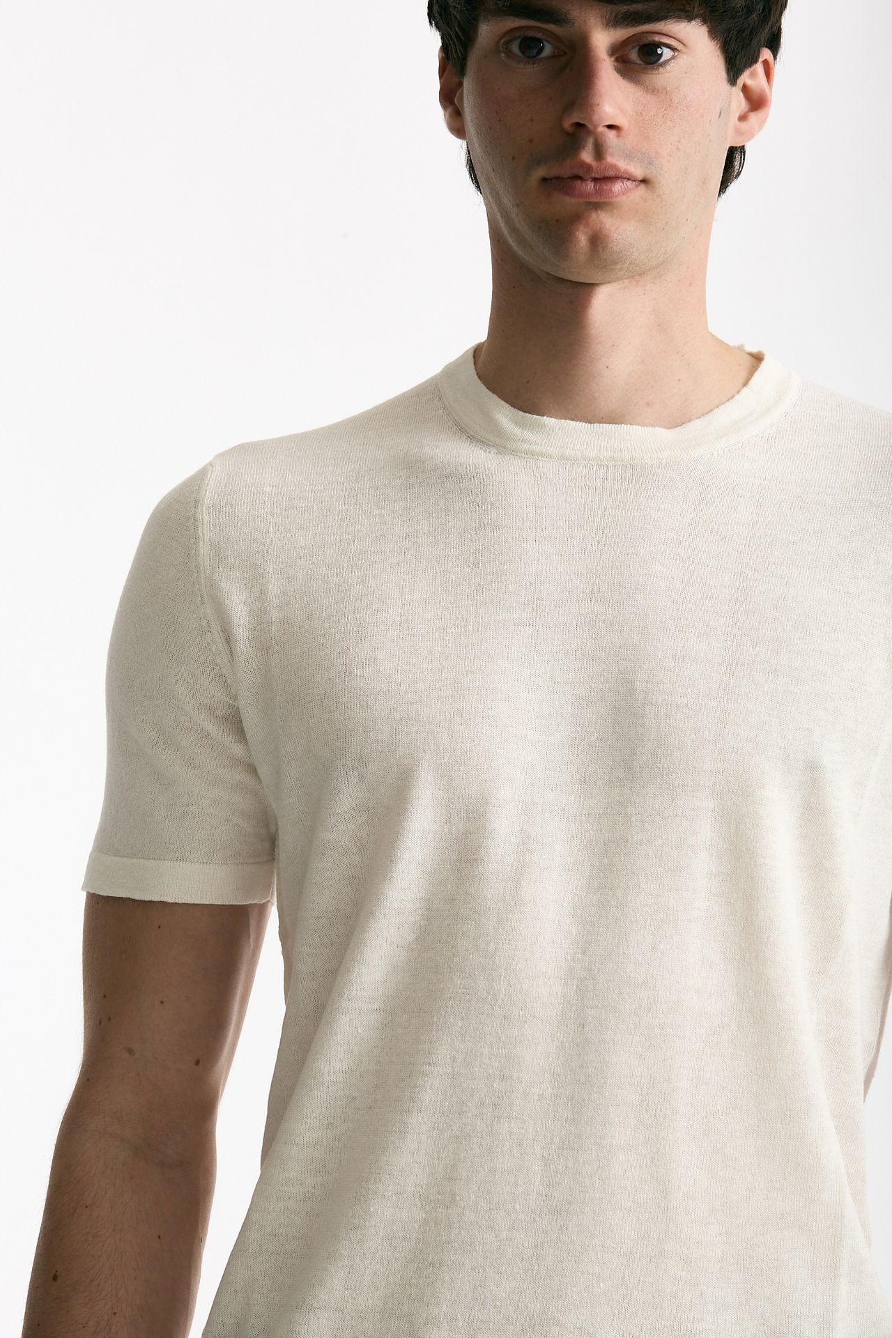 T-shirt in lino e cotone bianco men Mauro ottaviani - 5