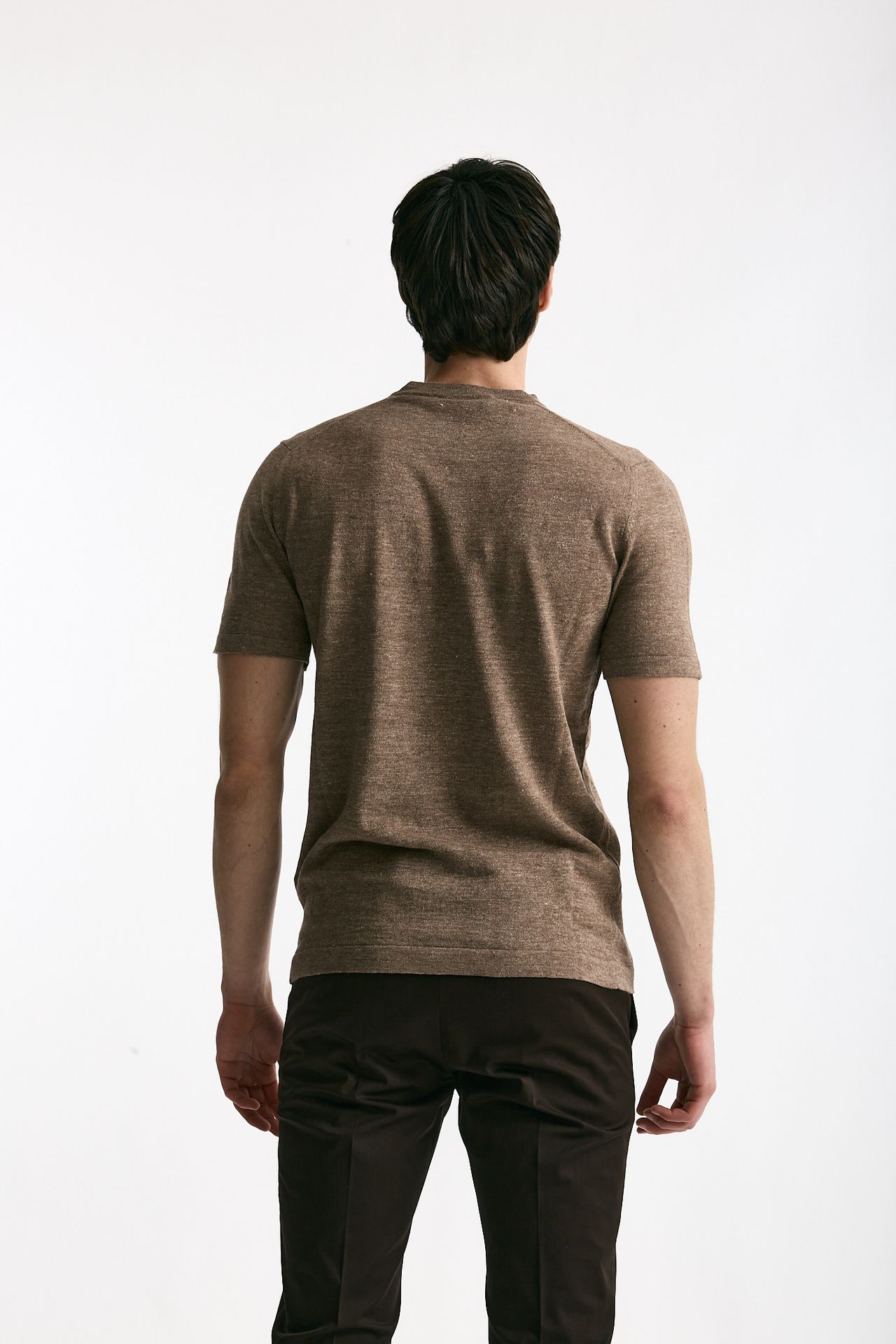 T-shirt in lino e cotone marrone chiaro men Mauro ottaviani - 3