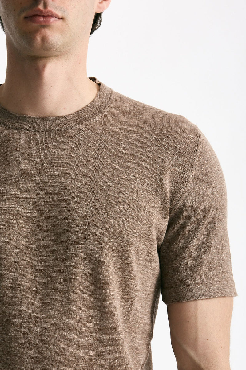 T-shirt in lino e cotone marrone chiaro men Mauro ottaviani - 5