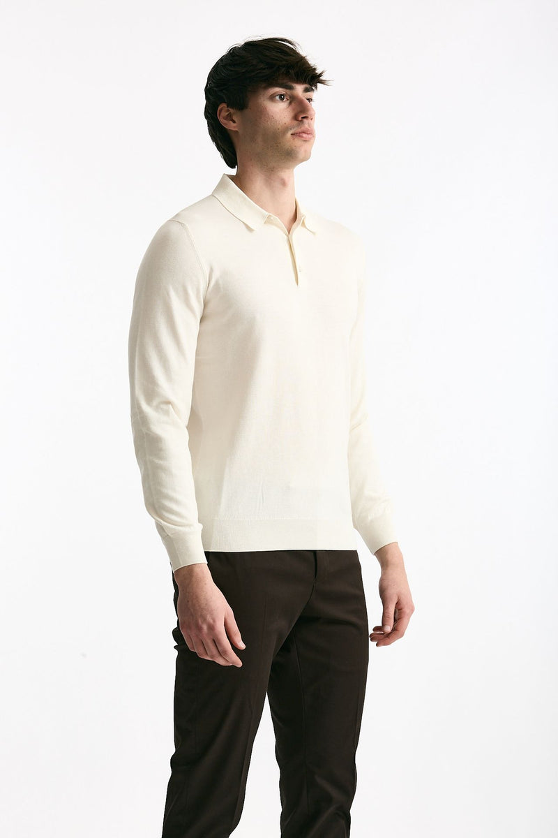 Polo in seta e cotone latte men Mauro ottaviani - 3