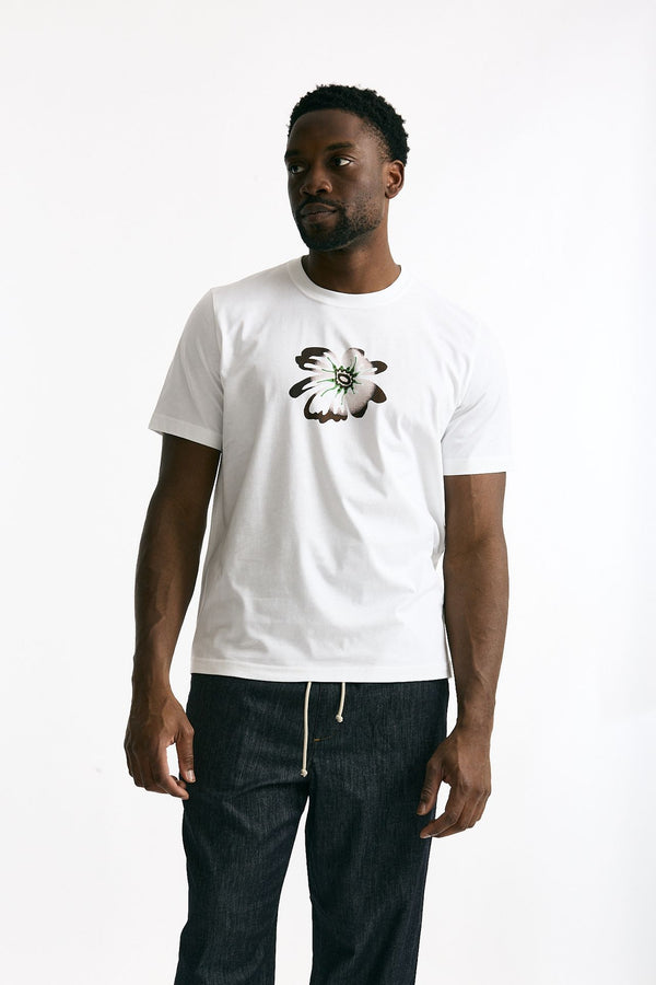 T-shirt in cotone bianco stampa fiore men Paul smith
