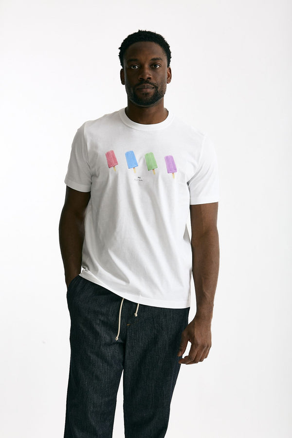 T-shirt in cotone bianco stampa ice men Paul smith