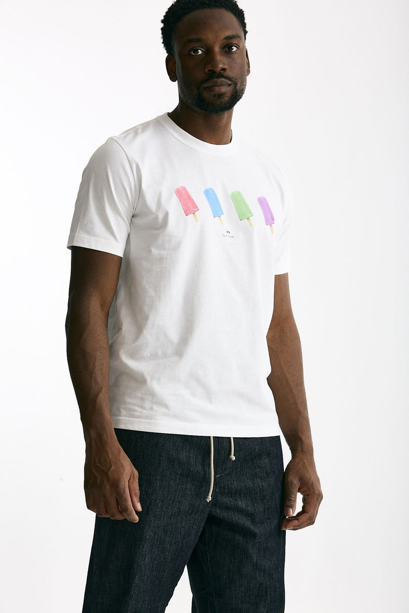 T-shirt in cotone bianco stampa ice men Paul smith - 4