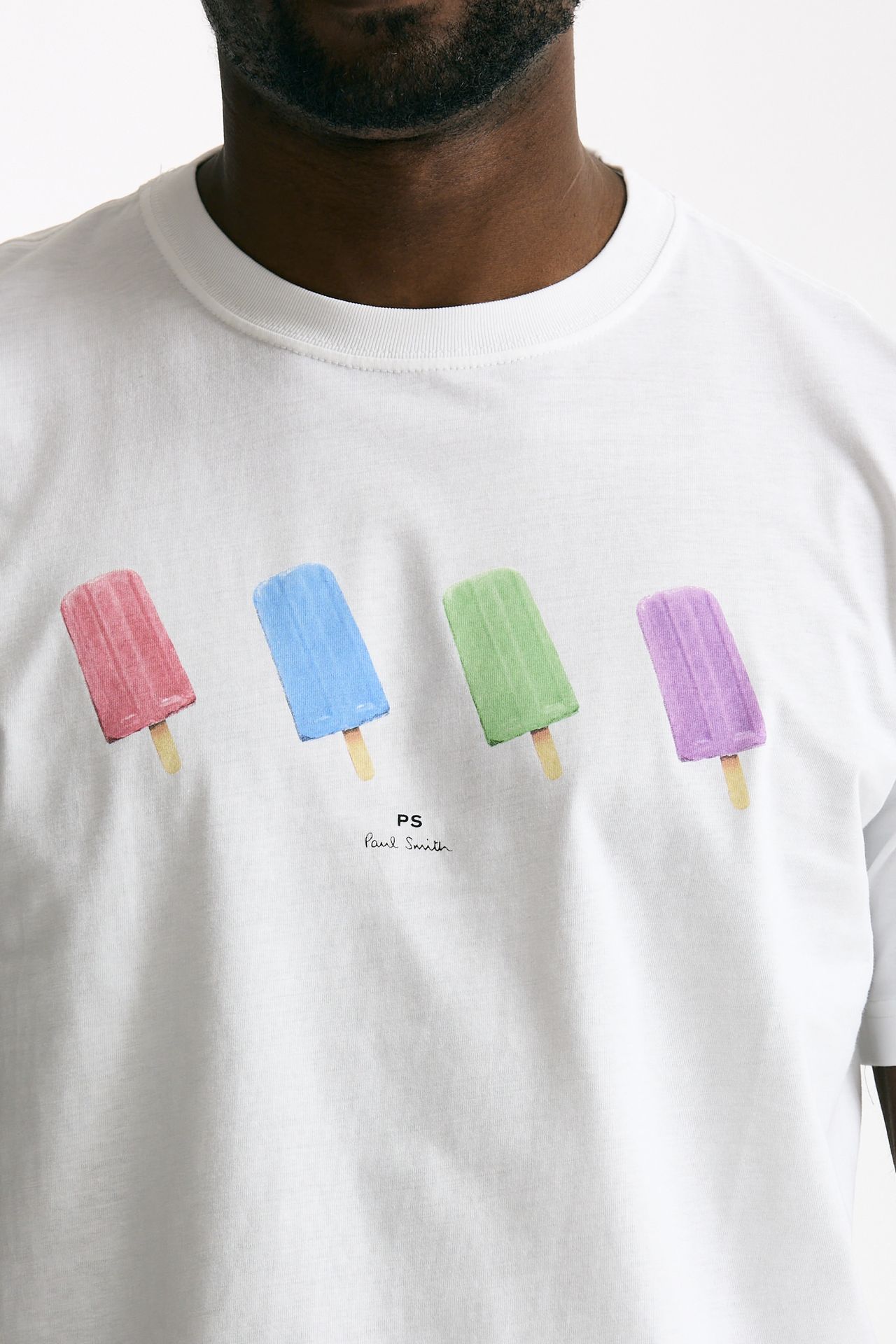 T-shirt in cotone bianco stampa ice men Paul smith - 5