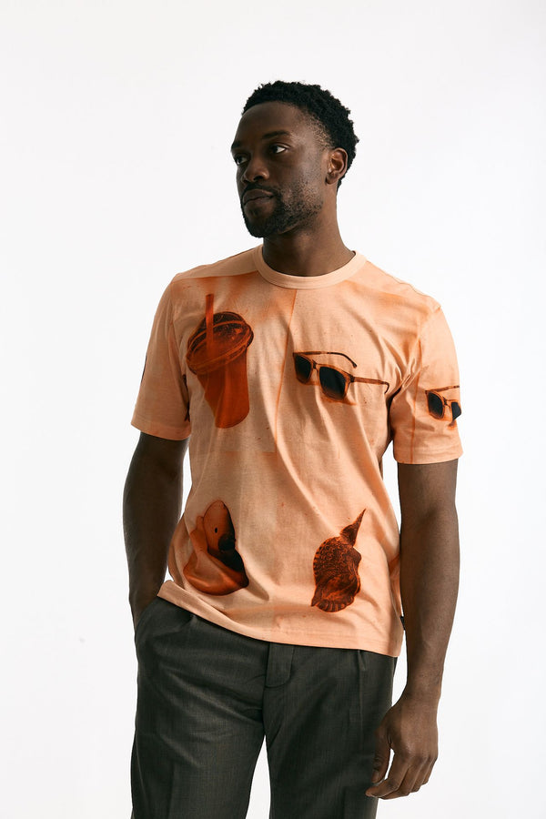 T-shirt in cotone lavato arancio men Paul smith