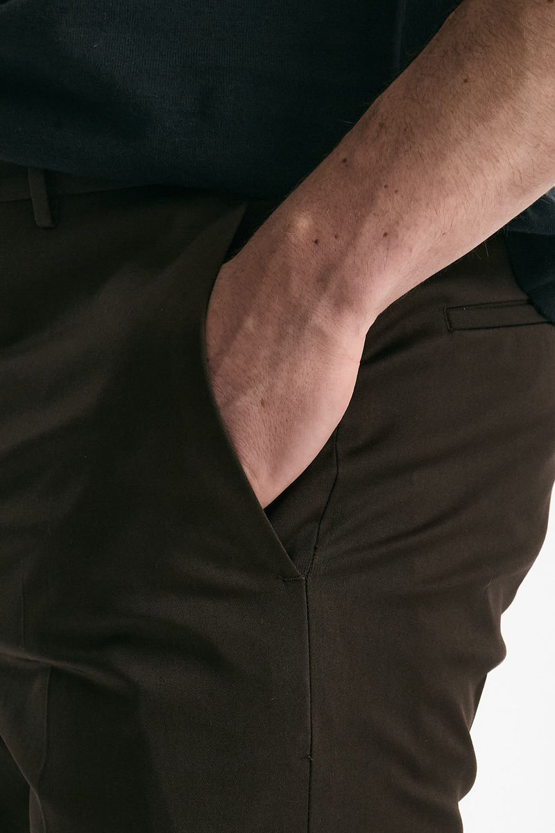 Pantalone EDGE- DIECI in cotone raso stretch marrone men Pt torino - 6