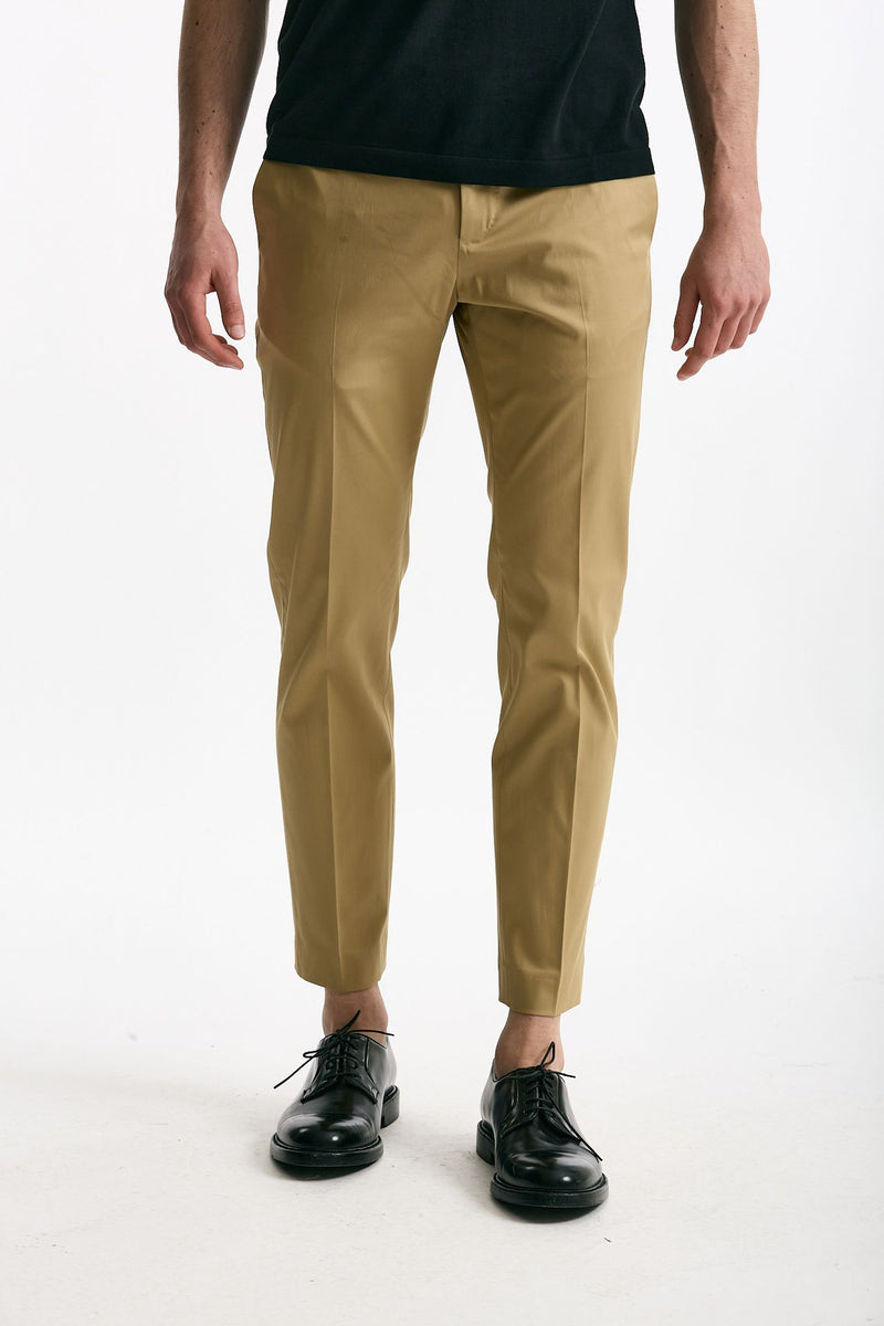 Pantalone EDGE-DIECI in cotone raso stretch cammello men Pt torino - 1